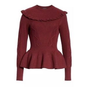Ted Baker Elsahi yoke detail peplum maroon sweater